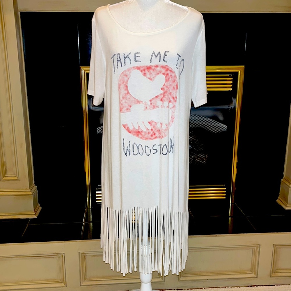 Easel “Take Me To Woodstock “ Festival Dress with fringe✌🏻✌🏻✌🏻
